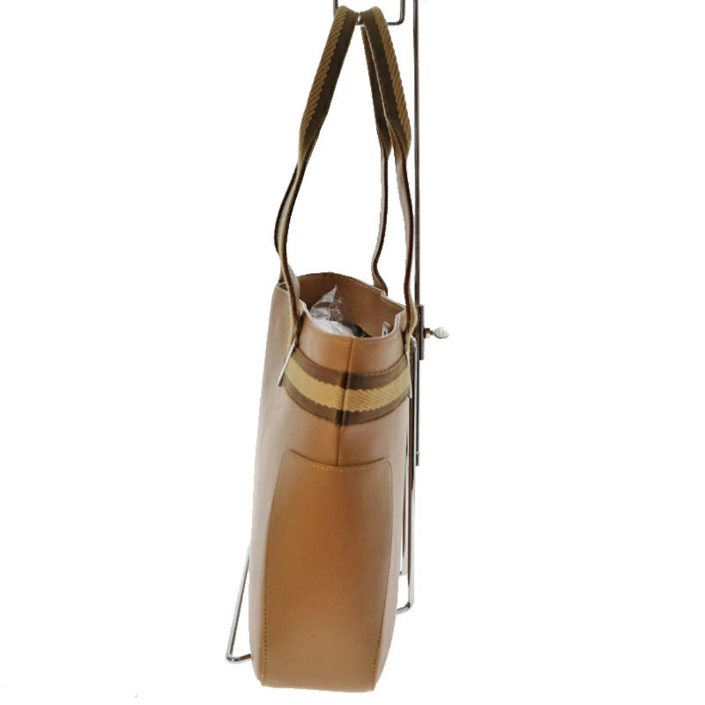 GUCCI Tote Bag Shoulder Handbag Leather Logo Camel Tan Brown Daily - Picture 3 of 11